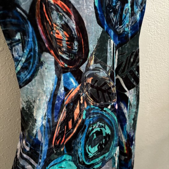 JOSEPH RIBKOFF Blue Multicolor Velvet Dress EUC (4) - Picture 9 of 9